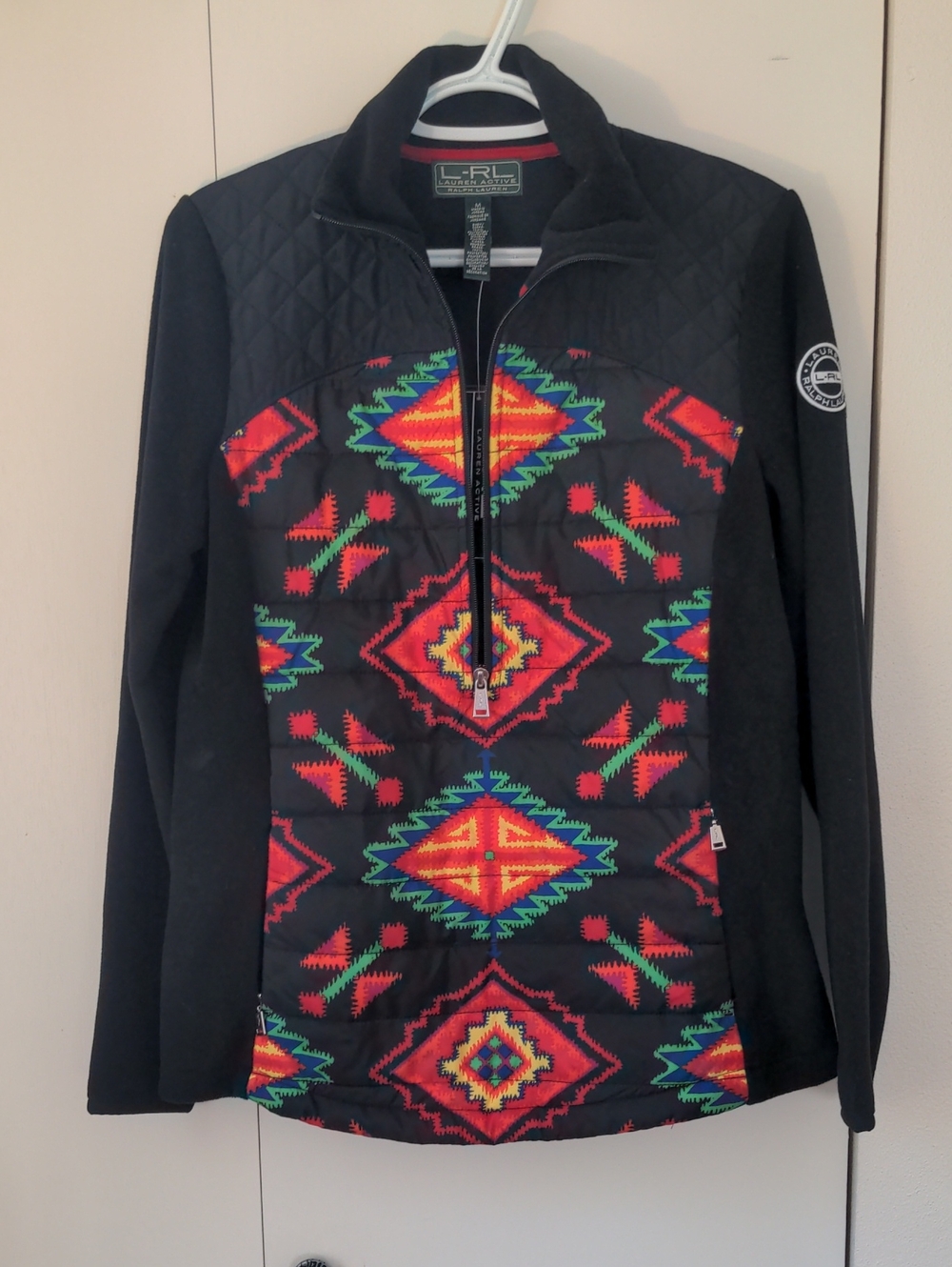 Lauren Ralph Lauren Aztec Southwestern Quilted Fleece 1/4 Zip Pullover NWT